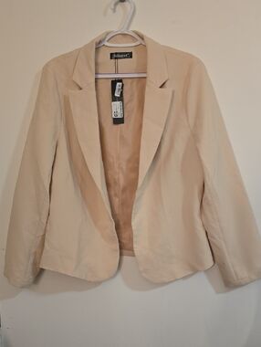 Allegra K Women's Cream Open-Front Blazer